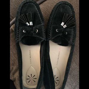 Issac Mizrahi Live! Black suede moccasins tassel